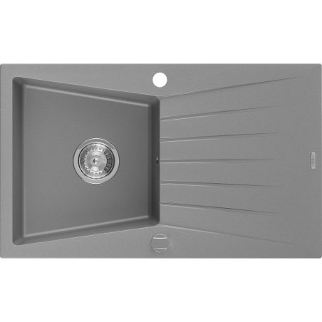 Mexen Cesar dřez žulový jednokomorový s odkapávačem 775 x 470 mm, šedý, sifon chrom - 6514771010-71