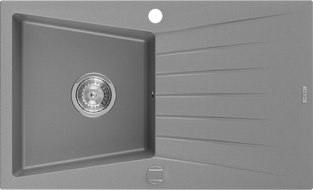 Mexen Cesar dřez žulový jednokomorový s odkapávačem 775 x 470 mm, šedý, sifon chrom - 6514771010-71