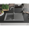 Mexen Cesar granitový dřez s odkapávačem 775 x 470 mm, šedý, sifon chrom - 6514771010-71