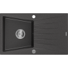 Mexen Cesar granitový dřez 1-komorový s odkapávačem 775 x 470 mm, černý tečkovaný, sifon chrom - 6514771010-76