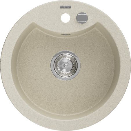 Mexen Diego granitový dřez 1-komorový 488 x 480 mm, béžový, sifon chrom - 6512481000-69
