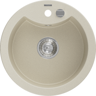 Mexen Diego granitový dřez 1-komorový 488 x 480 mm, béžový, sifon chrom - 6512481000-69