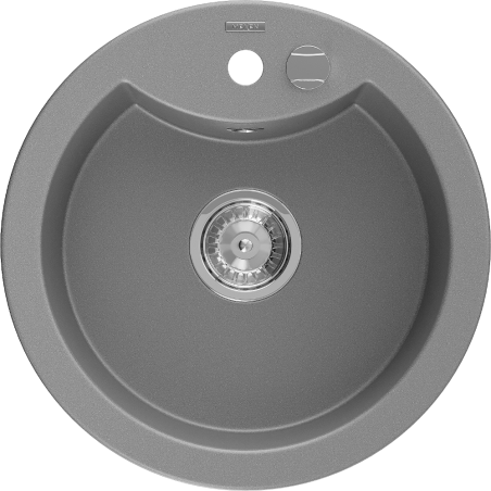Mexen Diego granitový dřez 1-komorový 488 x 480 mm, šedý, sifon chrom - 6512481000-71