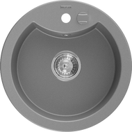 Mexen Diego granitový dřez 1-komorový 488 x 480 mm, šedý, sifon chrom - 6512481000-71