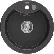 Mexen Diego žulový dřez 1-komorový 488 x 480 mm, černý s tečkami, sifon chrom - 6512481000-76