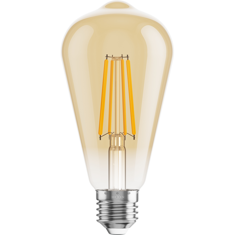 Mexen Vintis 10x Žárovka filament LED E27, ST64, 8W, Teplá - 2700K, 750 lm, jantarová - L152-E27-0827-50x10