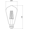 Mexen Vintis 6x Žárovka filament LED E27, ST64, 8W, Studená - 6500K, 1055 lm, čirá - L152-E27-0865-00x06