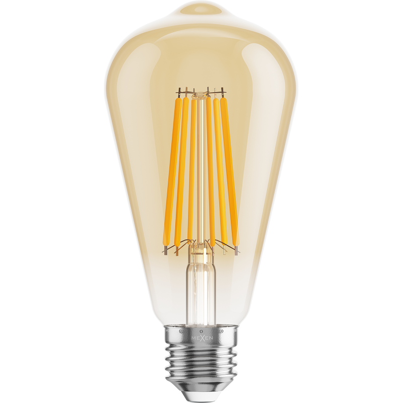 Mexen Vintis 10x filamentová LED žárovka E27, ST64, 10W, Teplá - 2200K, 910 lm, jantarová - L152-E27-1022-50x10