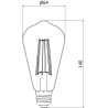 Mexen Vintis 6x žárovka filament LED E27, ST64, 10W, Teplá - 2700K, 780 lm, kouř - L152-E27-1027-70x06