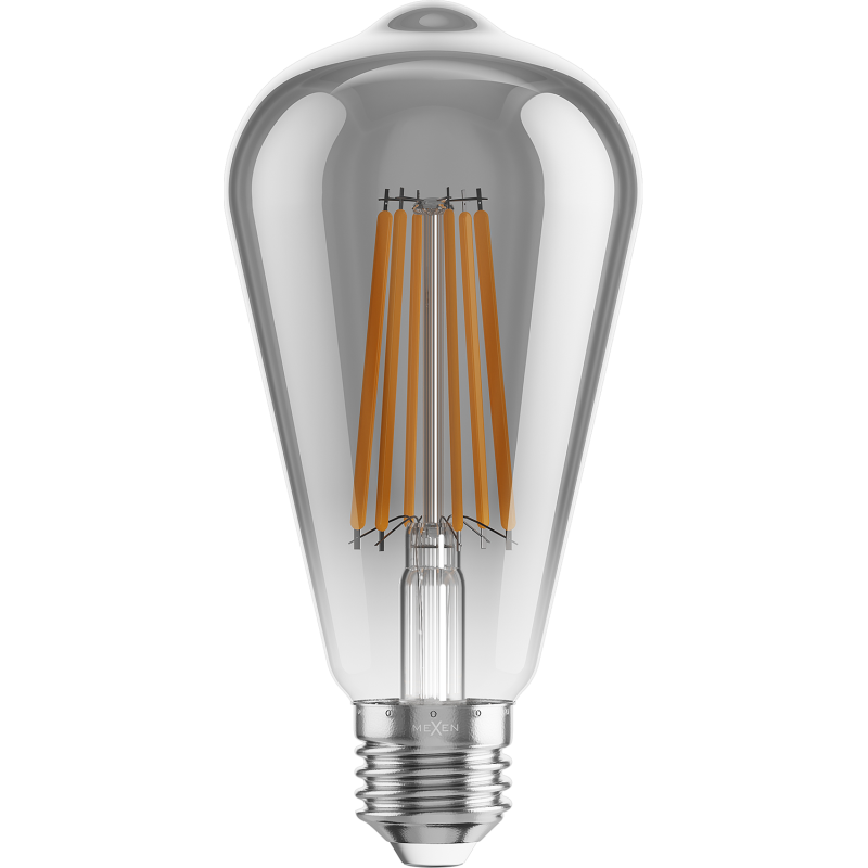 Mexen Vintis 10x LED žárovka filament E27, ST64, 10W, Teplá - 2700K, 780 lm, kouřová - L152-E27-1027-70x10