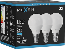 Mexen Nova 3x LED žárovka E14, G45, 5W, Studená - 6500K, 525 lm - L101-E14-0565-01x03
