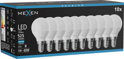 Mexen Nova 10x Žárovka LED E14, G45, 5W, Studená - 6500K, 525 lm - L101-E14-0565-01x10