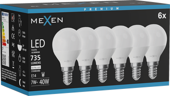 Mexen Nova 6x LED žárovka E14, G45, 7W, Neutrální - 4000K, 735 lm - L101-E14-0740-01x06