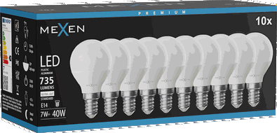 Mexen Nova 10x LED žárovka E14, G45, 7W, Neutrální - 4000K, 735 lm - L101-E14-0740-01x10
