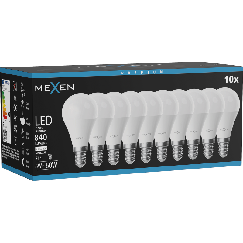Mexen Nova 10x LED žárovka E14, G45, 8W, Neutrální - 4000K, 840 lm - L101-E14-0840-01x10