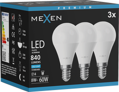 Mexen Nova 3x LED žárovka E14, G45, 8W, Studená - 6500K, 840 lm - L101-E14-0865-01x03