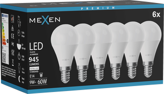 Mexen Nova 6x LED žárovka E14, G45, 9W, Neutrální - 4000K, 945 lm - L101-E14-0940-01x06