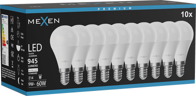 Mexen Nova 10x Žárovka LED E14, G45, 9W, Neutrální - 4000K, 945 lm - L101-E14-0940-01x10