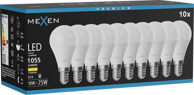 Mexen Nova 10x LED žárovka E14, G45, 10W, Teplá - 3000K, 1055 lm - L101-E14-1030-01x10