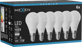 Mexen Nova 6x LED žárovka E14, G45, 10W, Neutrální - 4000K, 1055 lm - L101-E14-1040-01x06