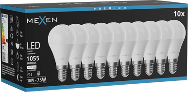 Mexen Nova 10x LED žárovka E14, G45, 10W, Neutrální - 4000K, 1055 lm - L101-E14-1040-01x10