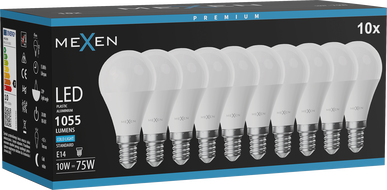 Mexen Nova 10x LED žárovka E14, G45, 10W, Studená - 6500K, 1055 lm - L101-E14-1065-01x10