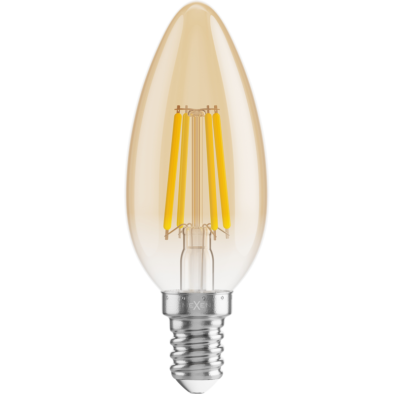 Mexen Vintis 6x LED žárovka s vláknem E14, C35, 6W, Teplá - 2200K, 600 lm, jantarová - L154-E14-0622-50x06