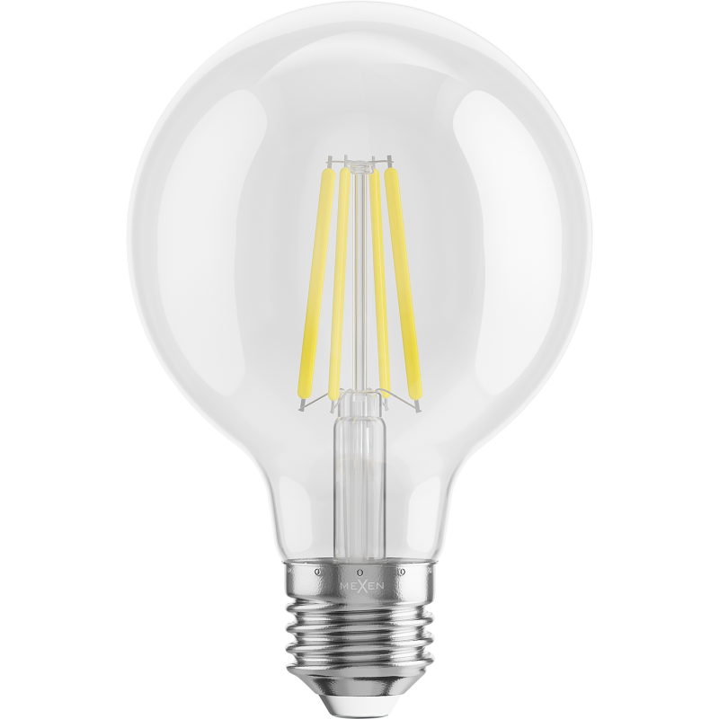 Mexen Vintis 3x žárovka filament LED E27, G80, 8W, Neutrální - 4000K, 1055 lm, čirá - L155-E27-0840-00x03