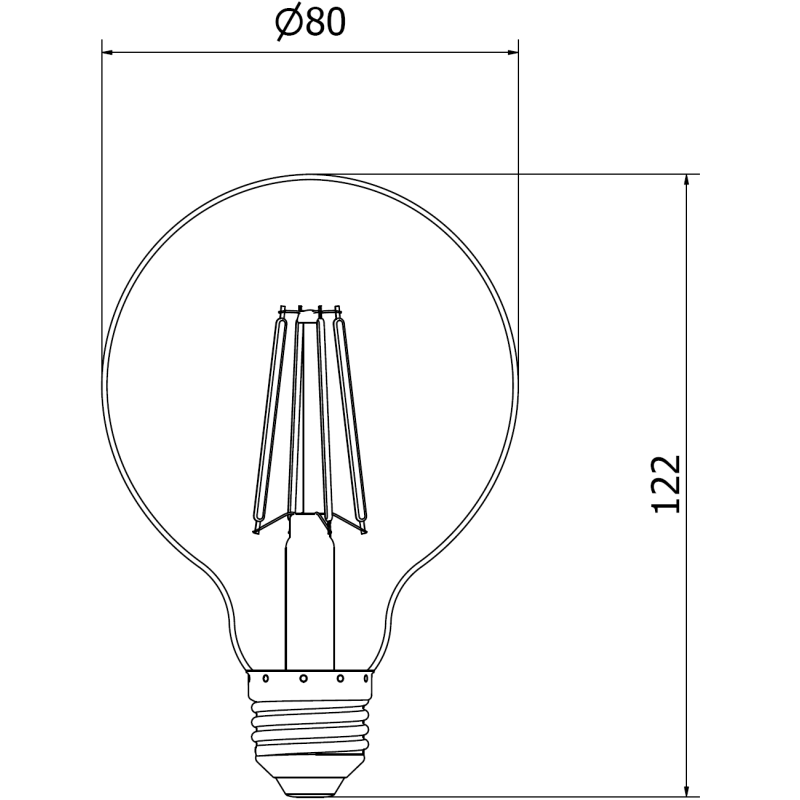 Mexen Vintis 3x žárovka filament LED E27, G80, 8W, Neutrální - 4000K, 1055 lm, čirá - L155-E27-0840-00x03