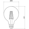 Mexen Vintis 3x žárovka filament LED E27, G80, 8W, Neutrální - 4000K, 1055 lm, čirá - L155-E27-0840-00x03