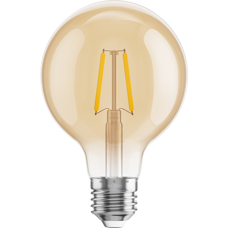 Mexen Vintis 6x Žárovka filament LED E27, G80, 2W, Teplá - 2200K, 180 lm, amber - L155-E27-0222-50x06