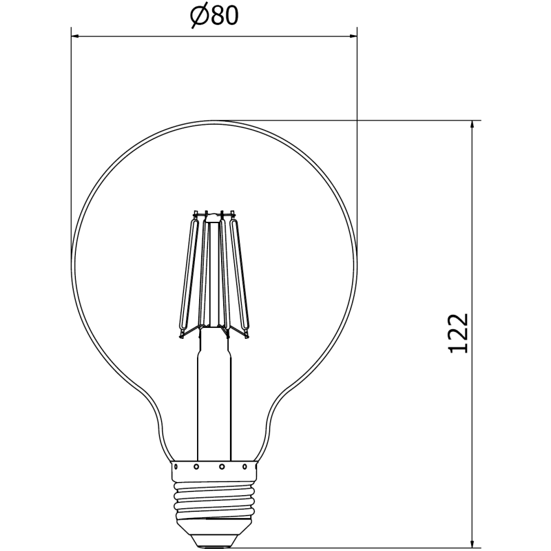 Mexen Vintis 6x žárovka filament LED E27, G80, 4W, Teplá - 2200K, 280 lm, kouřová - L155-E27-0422-70x06