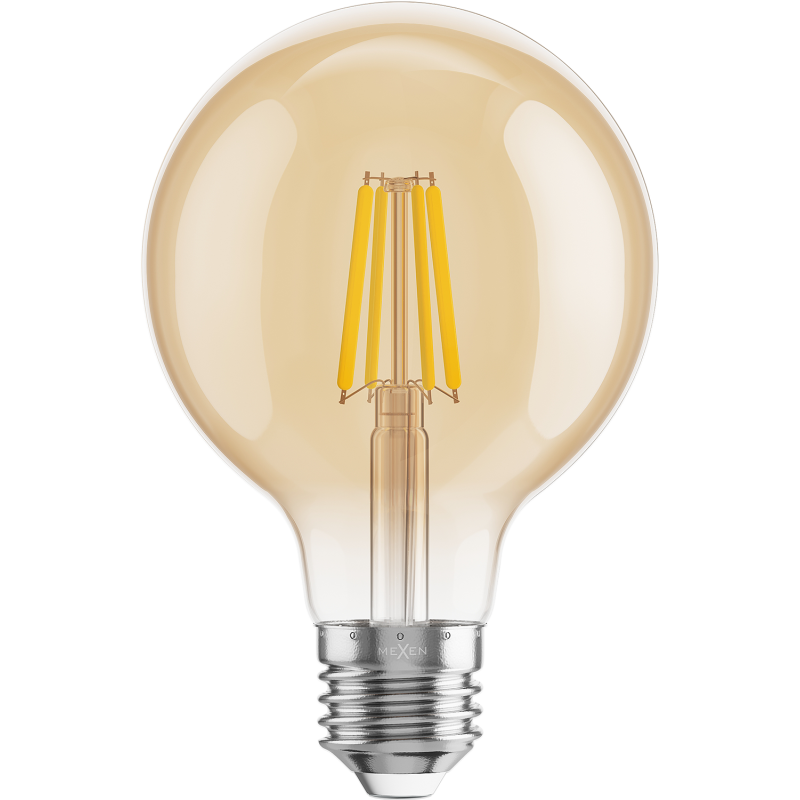 Mexen Vintis 6x LED žárovka s vláknem E27, G80, 4W, Teplá - 2700K, 400 lm, amber - L155-E27-0427-50x06