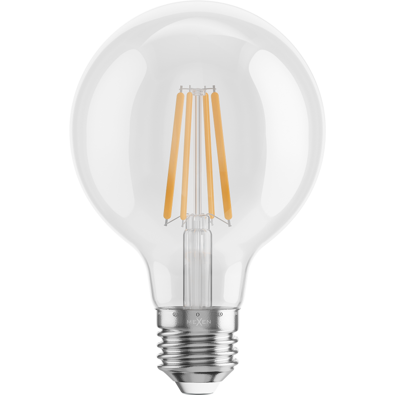 Mexen Vintis 10x žárovka filament LED E27, G80, 8W, Teplá - 2700K, 1055 lm, čirá - L155-E27-0827-00x10