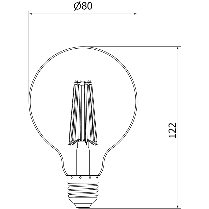 Mexen Vintis 6x žárovka filament LED E27, G80, 10W, Neutrální - 4000K, 1320 lm, čirá - L155-E27-1040-00x06