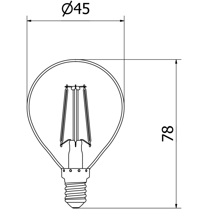 Mexen Vintis 6x Žárovka filament LED E14, G45, 4W, Studená - 6500K, 470 lm, čirá - L156-E14-0465-00x06