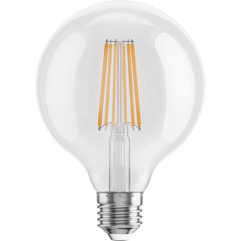 Mexen Vintis 3x LED vlákno žárovka E27, G95, 10W, Teplá - 2700K, 1320 lm, čirá - L157-E27-1027-00x03
