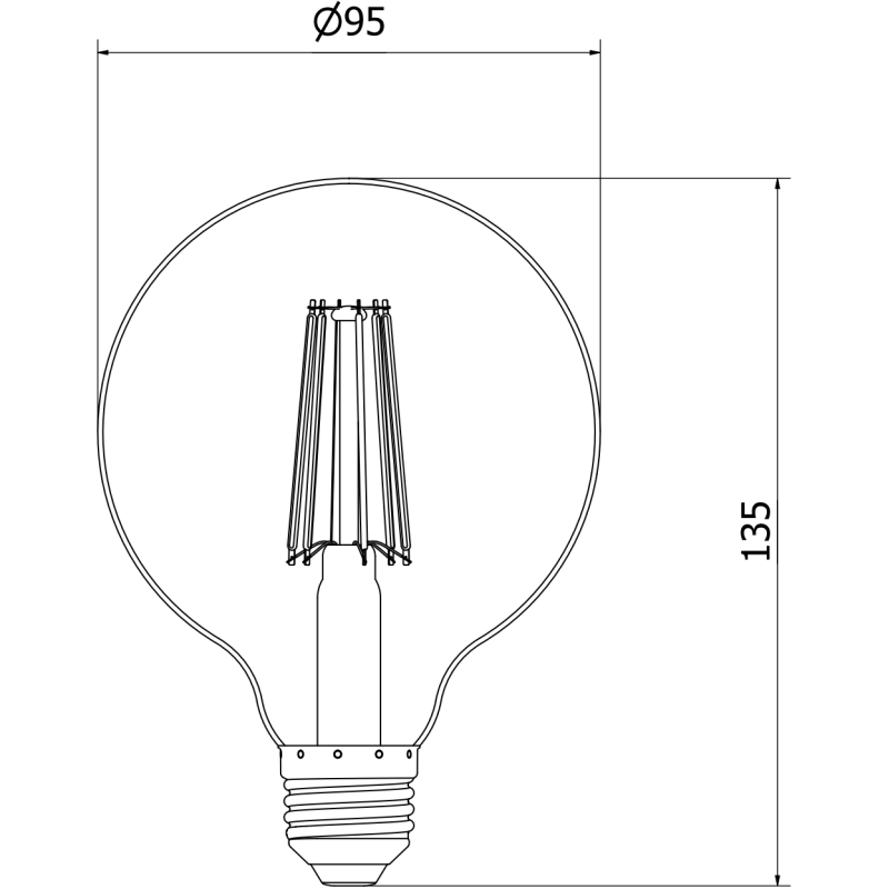 Mexen Vintis 3x LED filamentová žárovka E27, G95, 10W, Neutrální - 4000K, 1320 lm, čirá - L157-E27-1040-00x03
