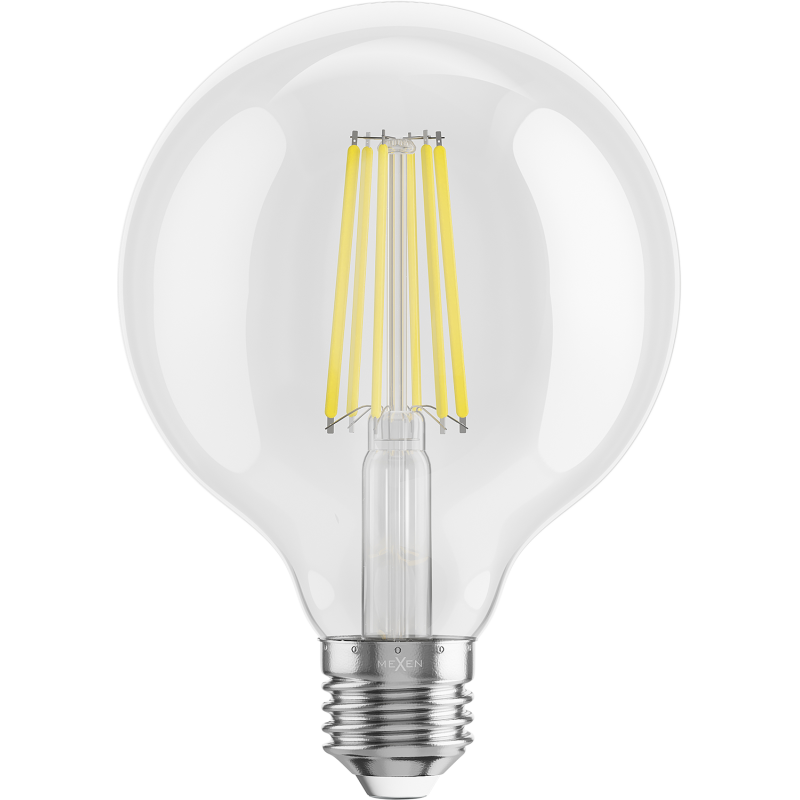 Mexen Vintis 3x LED filamentová žárovka E27, G95, 10W, Neutrální - 4000K, 1320 lm, čirá - L157-E27-1040-00x03