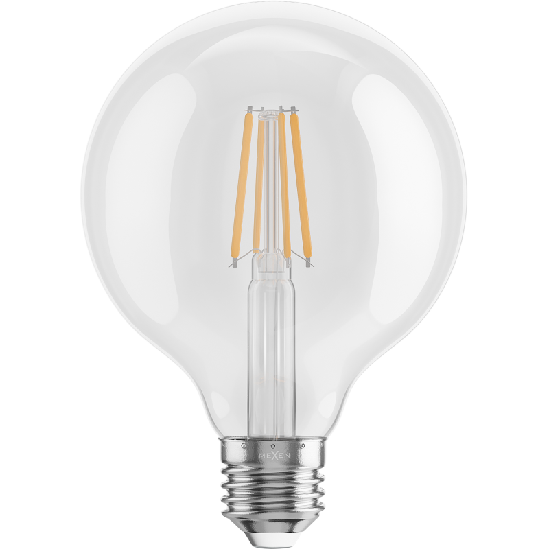 Mexen Vintis 6x Filamentová LED žárovka E27, G95, 4W, Teplá - 2700K, 470 lm, čirá - L157-E27-0427-00x06