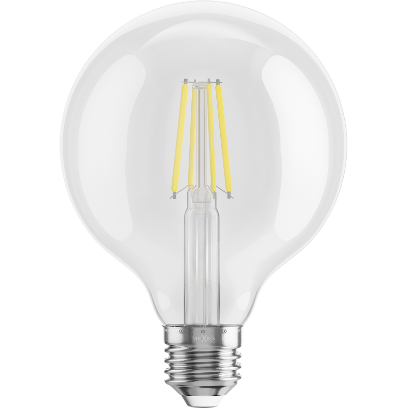 Mexen Vintis 6x LED filamentová žárovka E27, G95, 6W, Neutrální - 4000K, 720 lm, čirá - L157-E27-0640-00x06