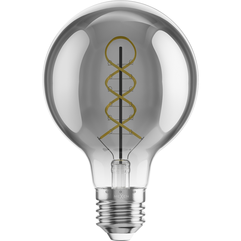 Mexen Vintis 3x žárovka filament spirála LED E27, G80, 8W, Teplá - 2700K, 510 lm, kouřová - L165-E27-0827-70x03