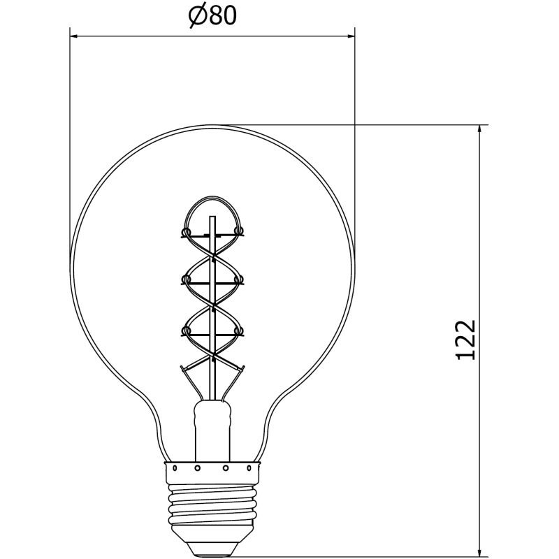 Mexen Vintis 6x žárovka filament spirála LED E27, G80, 4W, Teplá - 2700K, 220 lm, kouřová - L165-E27-0427-70x06