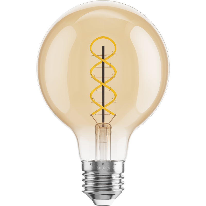 Mexen Vintis 10x LED žárovka filament spirála E27, G80, 6W, Teplá - 2200K, 530 lm, jantarová - L165-E27-0622-50x10