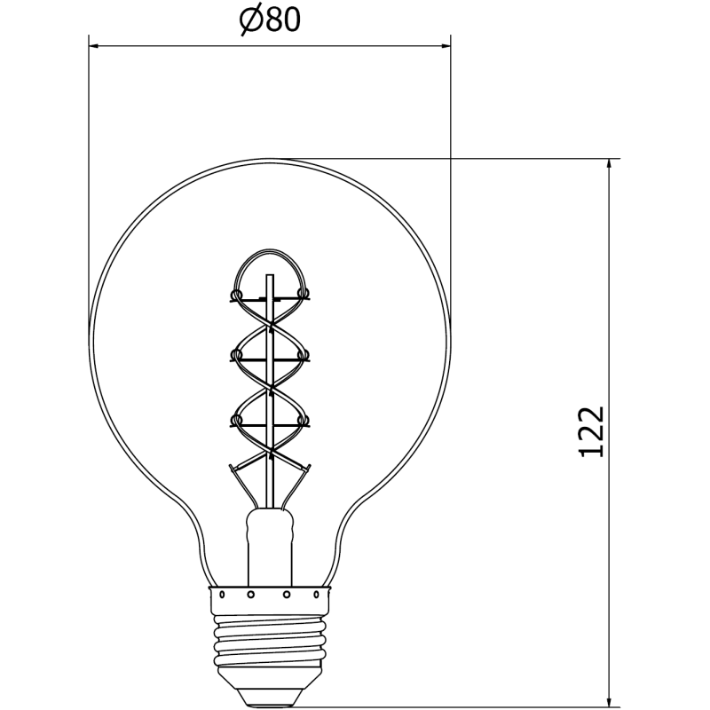 Mexen Vintis 10x žárovka filament spirála LED E27, G80, 6W, Teplá - 2200K, 350 lm, kouřová - L165-E27-0622-70x10
