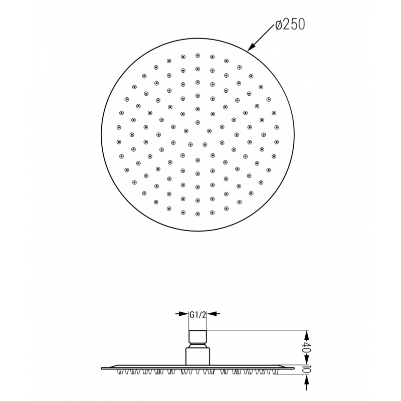 Mexen Slim hlavová sprcha 25 cm, černá - 79225-70