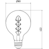 Mexen Vintis 6x žárovka filament spirála LED E27, G80, 8W, Teplá - 2200K, 600 lm, jantarová - L165-E27-0822-50x06