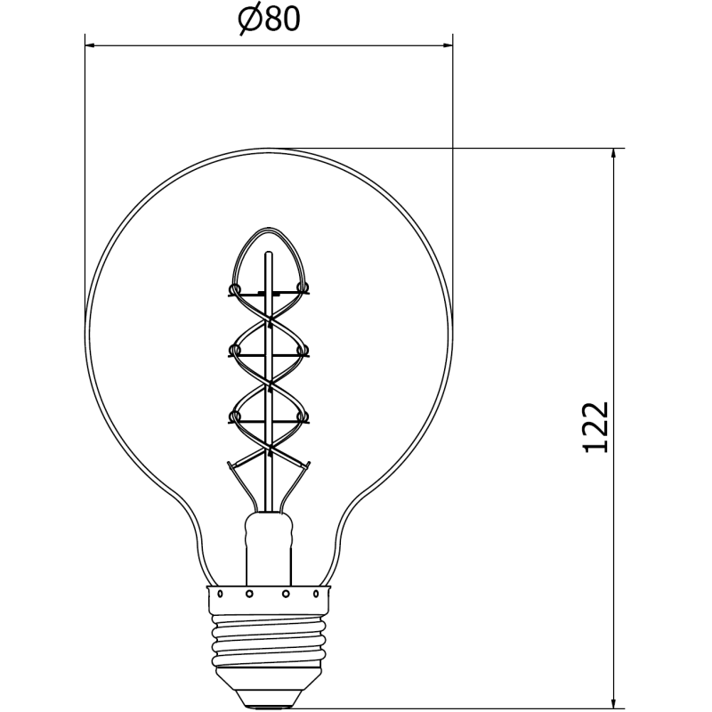 Mexen Vintis 10x žárovka filament spirála LED E27, G80, 8W, Teplá - 2200K, 450 lm, kouřová - L165-E27-0822-70x10