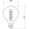 Mexen Vintis 10x žárovka filament spirála LED E27, G80, 8W, Teplá - 2200K, 450 lm, kouřová - L165-E27-0822-70x10