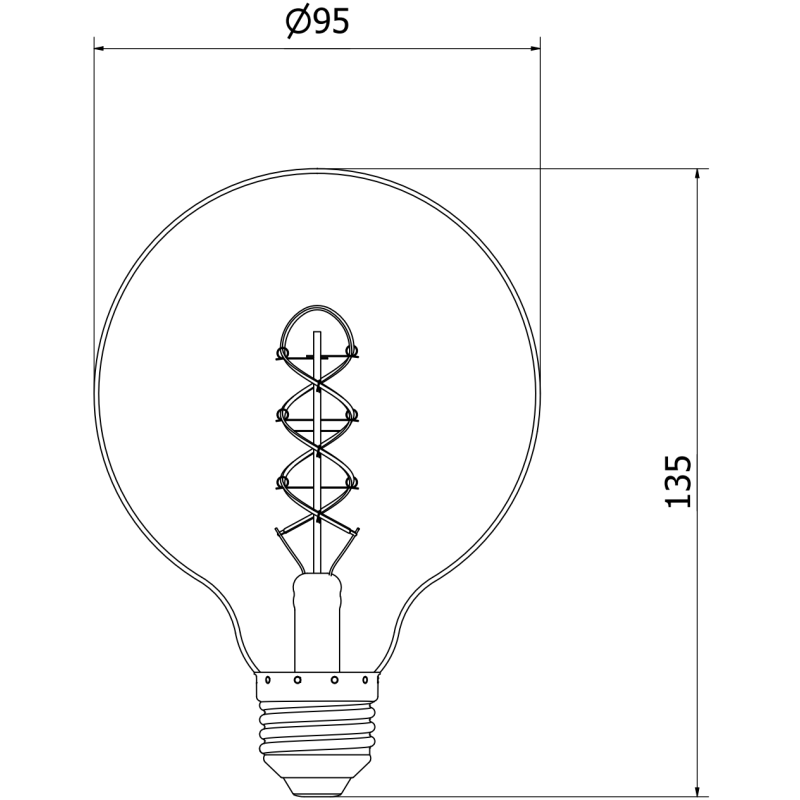 Mexen Vintis 6x Žárovka filament spirála LED E27, G95, 6W, Teplá - 2700K, 510 lm, kouřová - L167-E27-0627-70x06